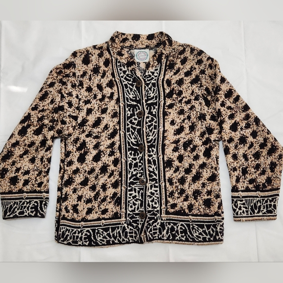 Sugar Street Weavers Sweaters - Womens Sugar Street Weavers Button Up Leopard Print Cardigan Sweater One Size